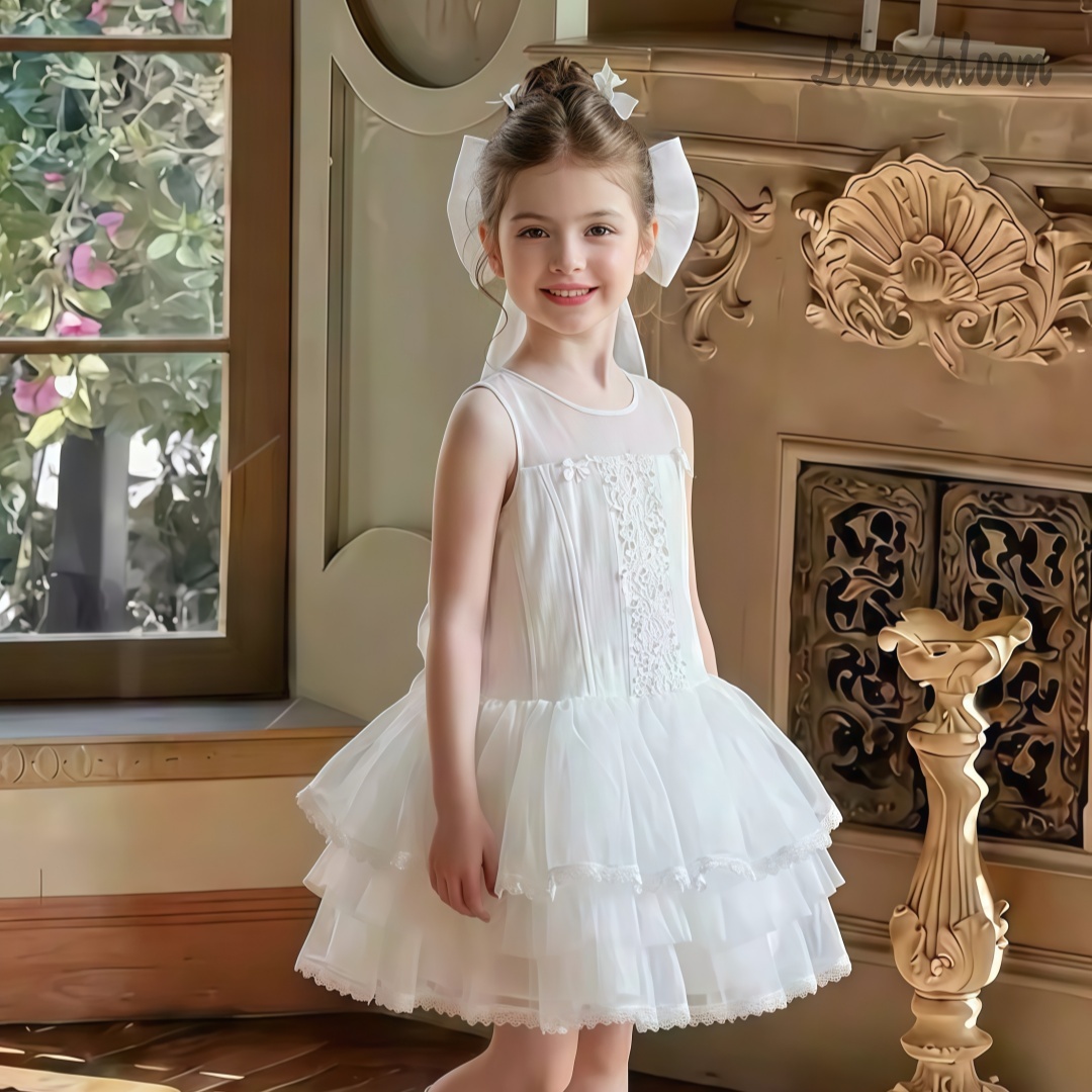 Formal Women'S Wear - Girls' White Embroidered Formal Dress Tulle