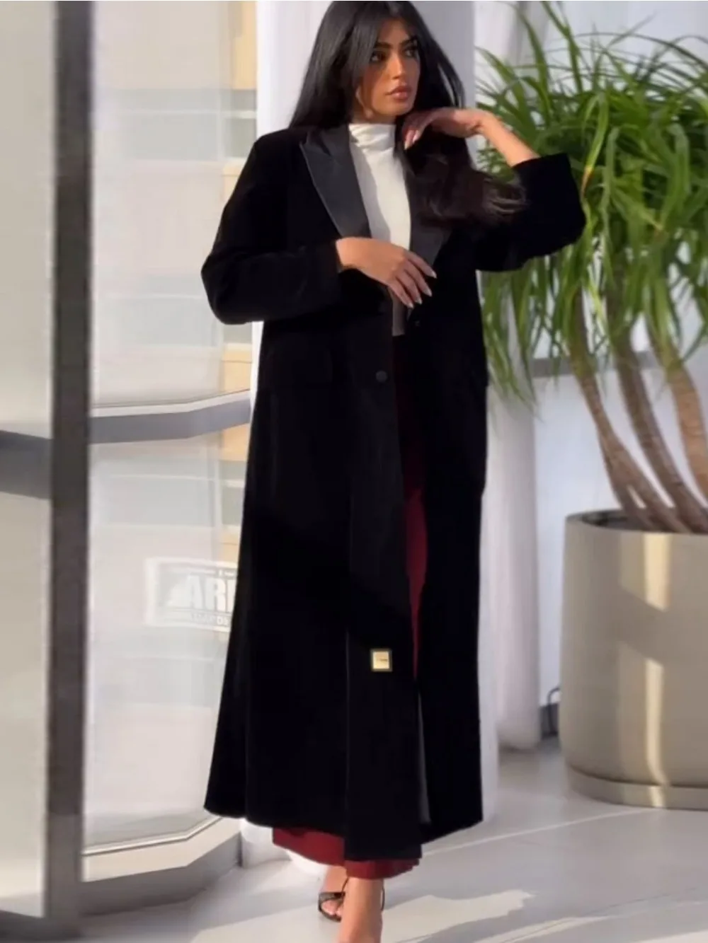 Muslim Women Abaya Eid Lapel T - Trench Coat Formal 리뷰 및 가격