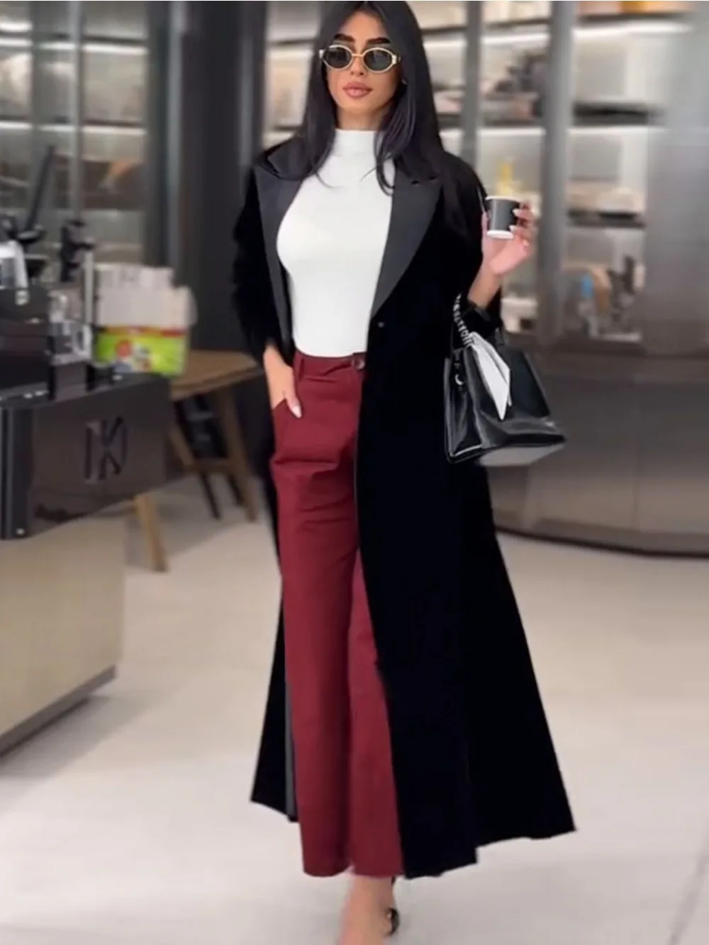 Muslim Women Abaya Eid Lapel T - Trench Coat Formal 리뷰 및 가격