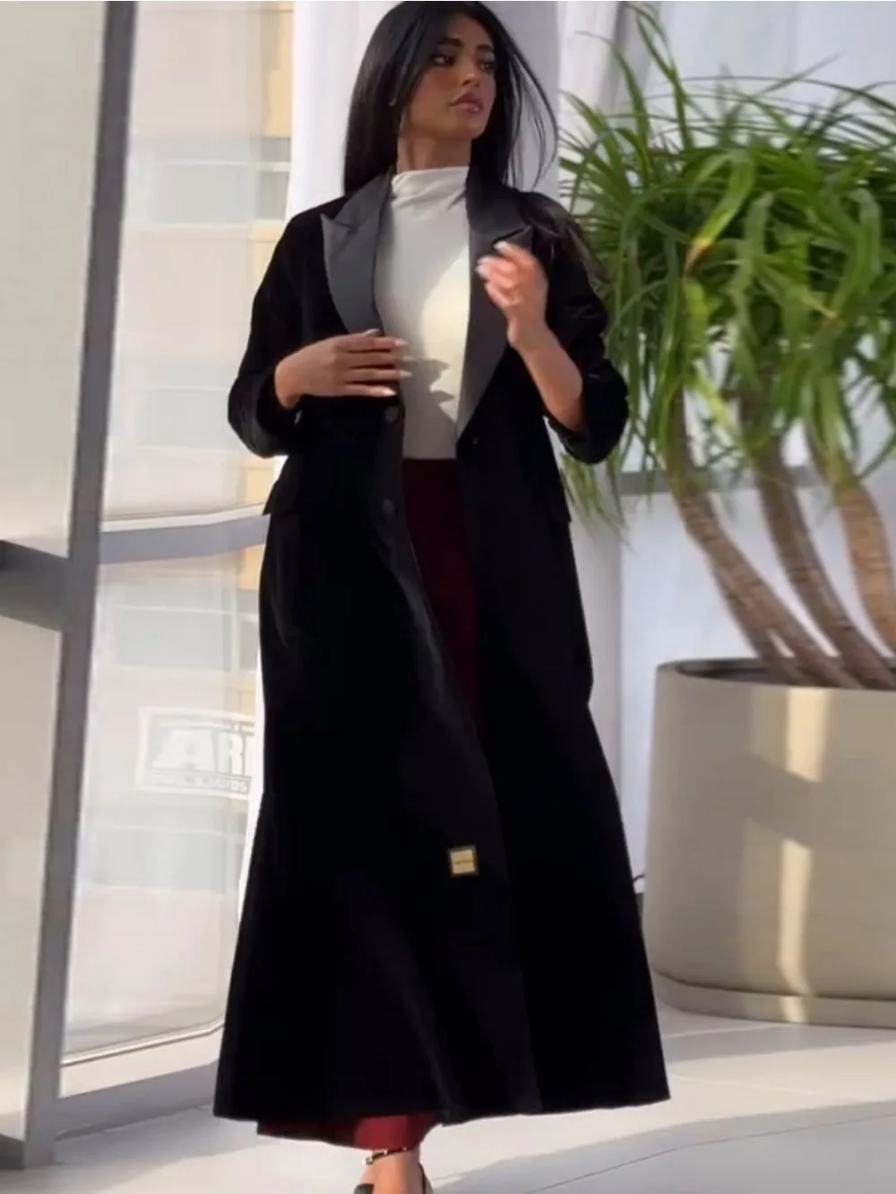 Muslim Women Abaya Eid Lapel T - Trench Coat Formal 리뷰 및 가격