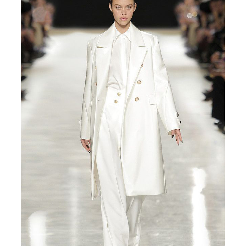 Luxurious Satin White Women's  - Trench Coat Formal 리뷰 및 가격