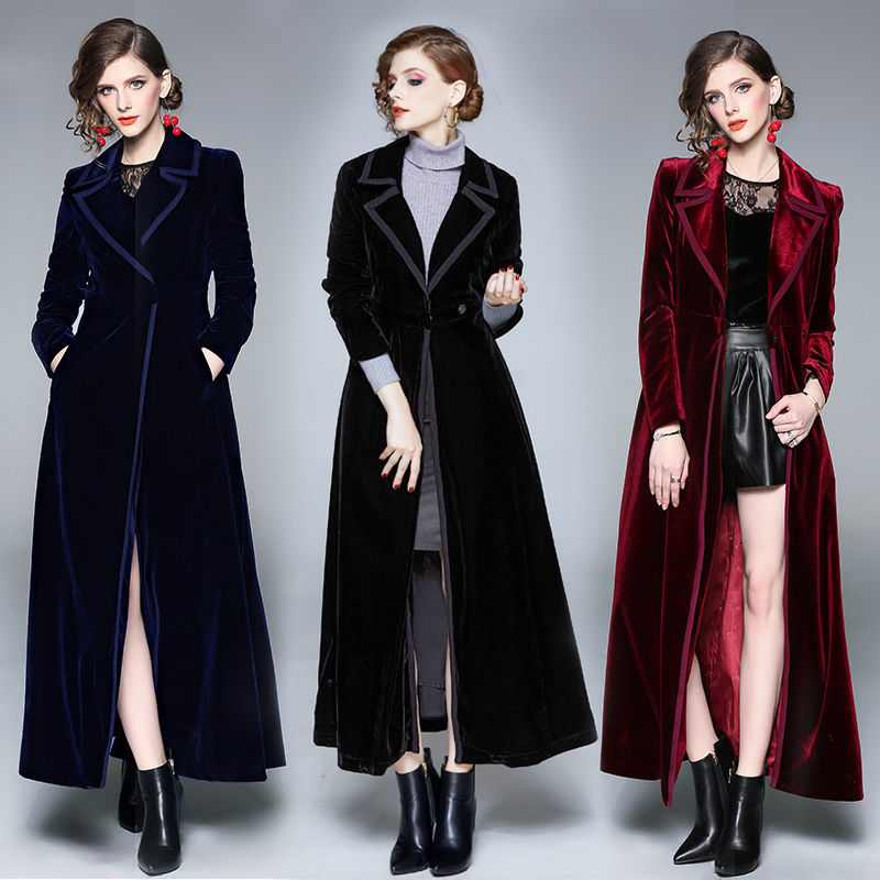 Golden Velvet Long Windbreaker - Trench Coat Formal 리뷰 및 가격