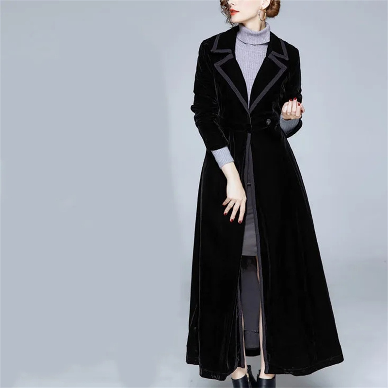 Golden Velvet Long Windbreaker - Trench Coat Formal 리뷰 및 가격