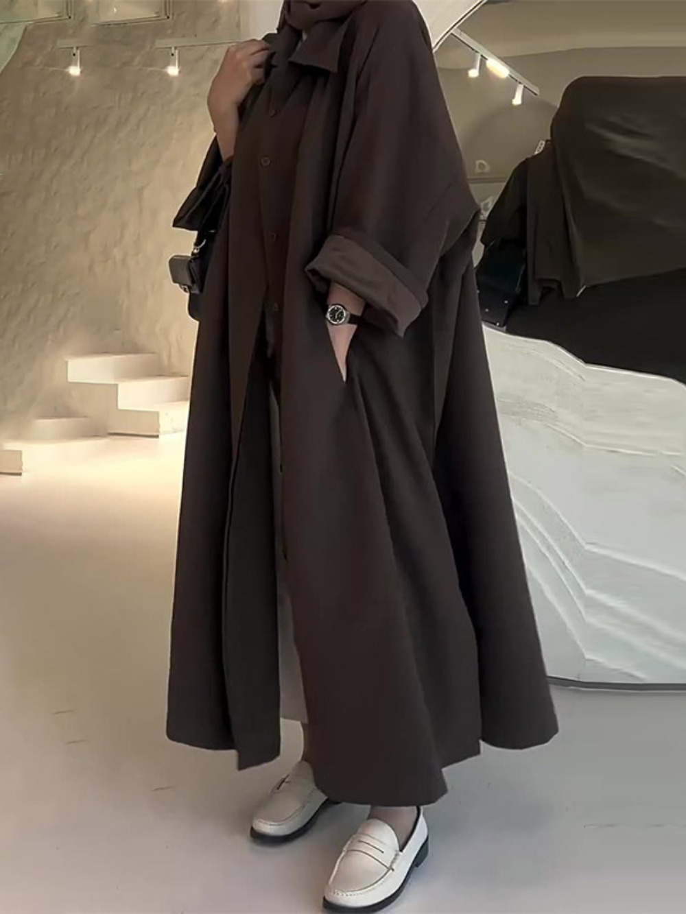 Eid Muslim Women Abaya Trench  - Trench Coat Formal 리뷰 및 가격