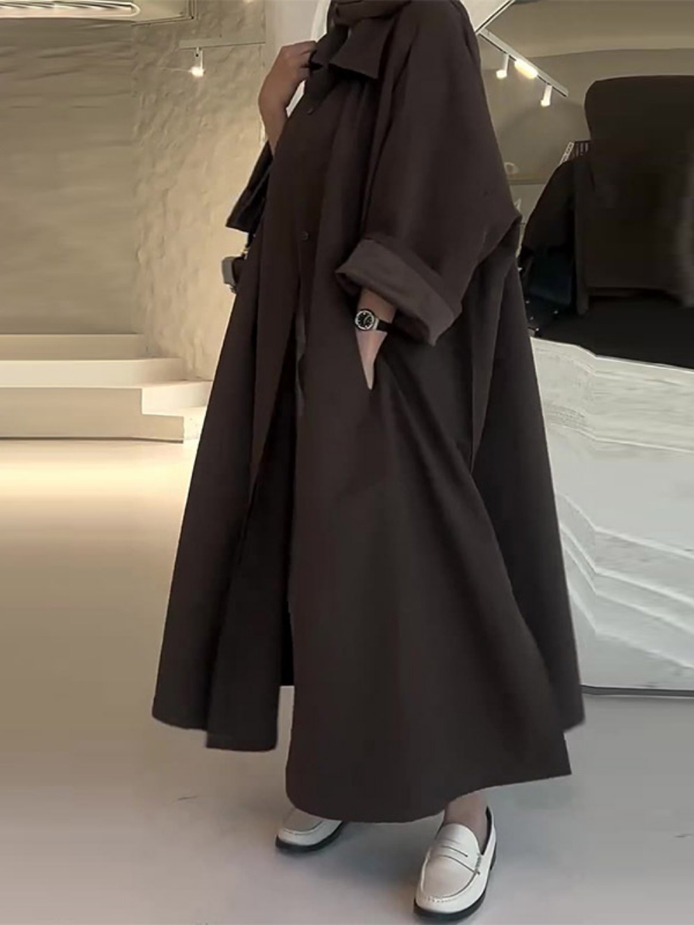 Eid Muslim Women Abaya Trench  - Trench Coat Formal 리뷰 및 가격
