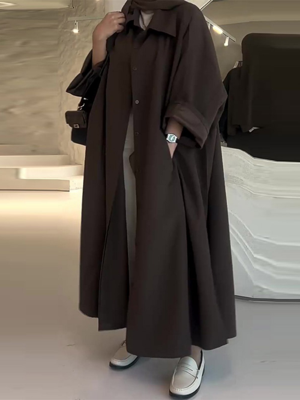 Eid Muslim Women Abaya Trench  - Trench Coat Formal 리뷰 및 가격