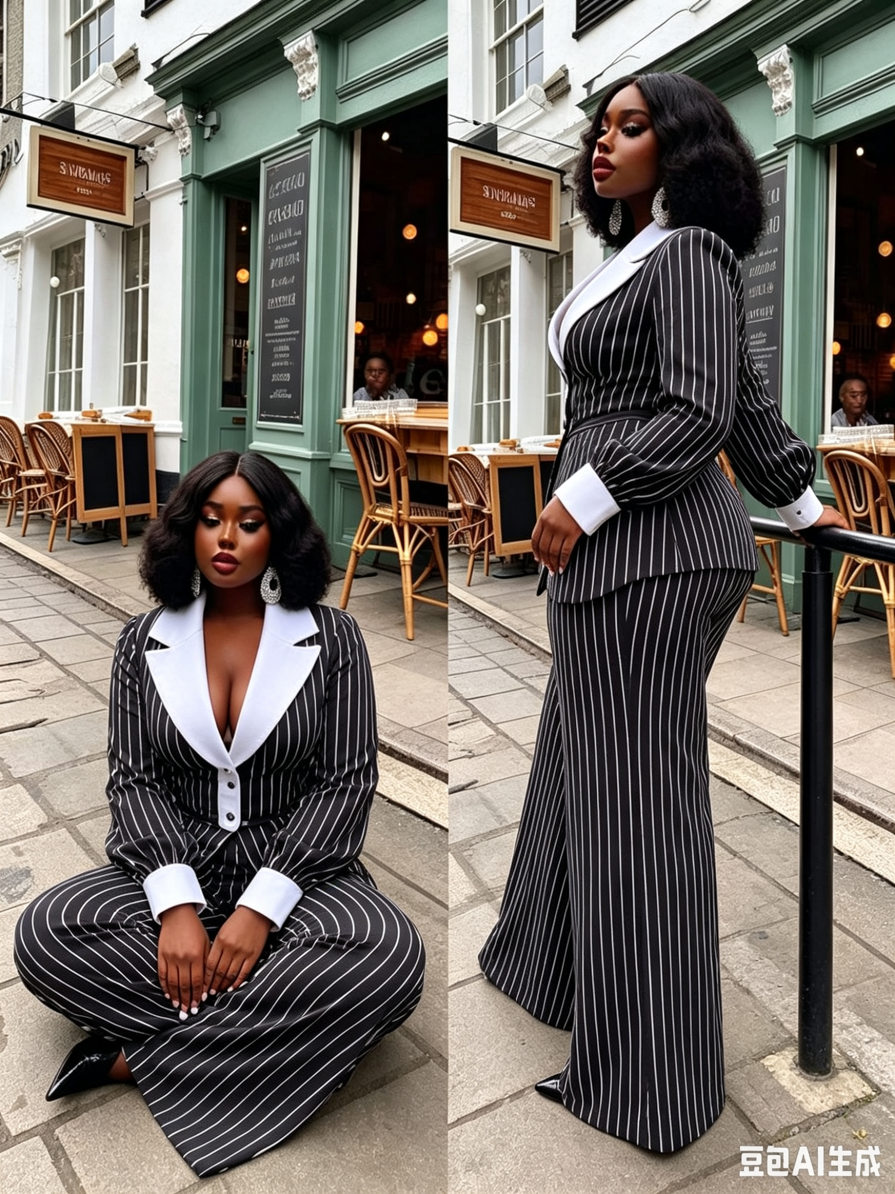 White Black Pinstripe Women Su - Women Formal Wear Black And White 리뷰 및 가격