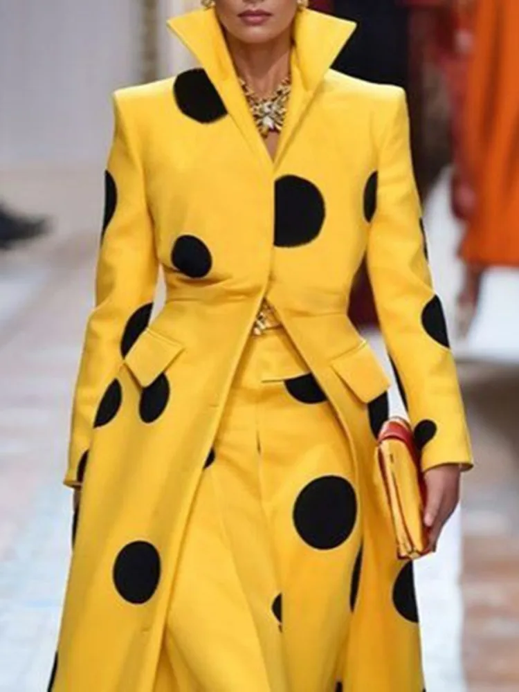 Gymystars Polka-Dot Woolen Coa - Trench Coat Formal 리뷰 및 가격
