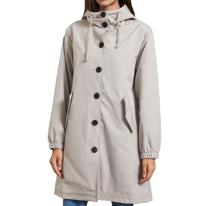 Hooded Women Windbreaker Long  - Trench Coat Formal 리뷰 및 가격