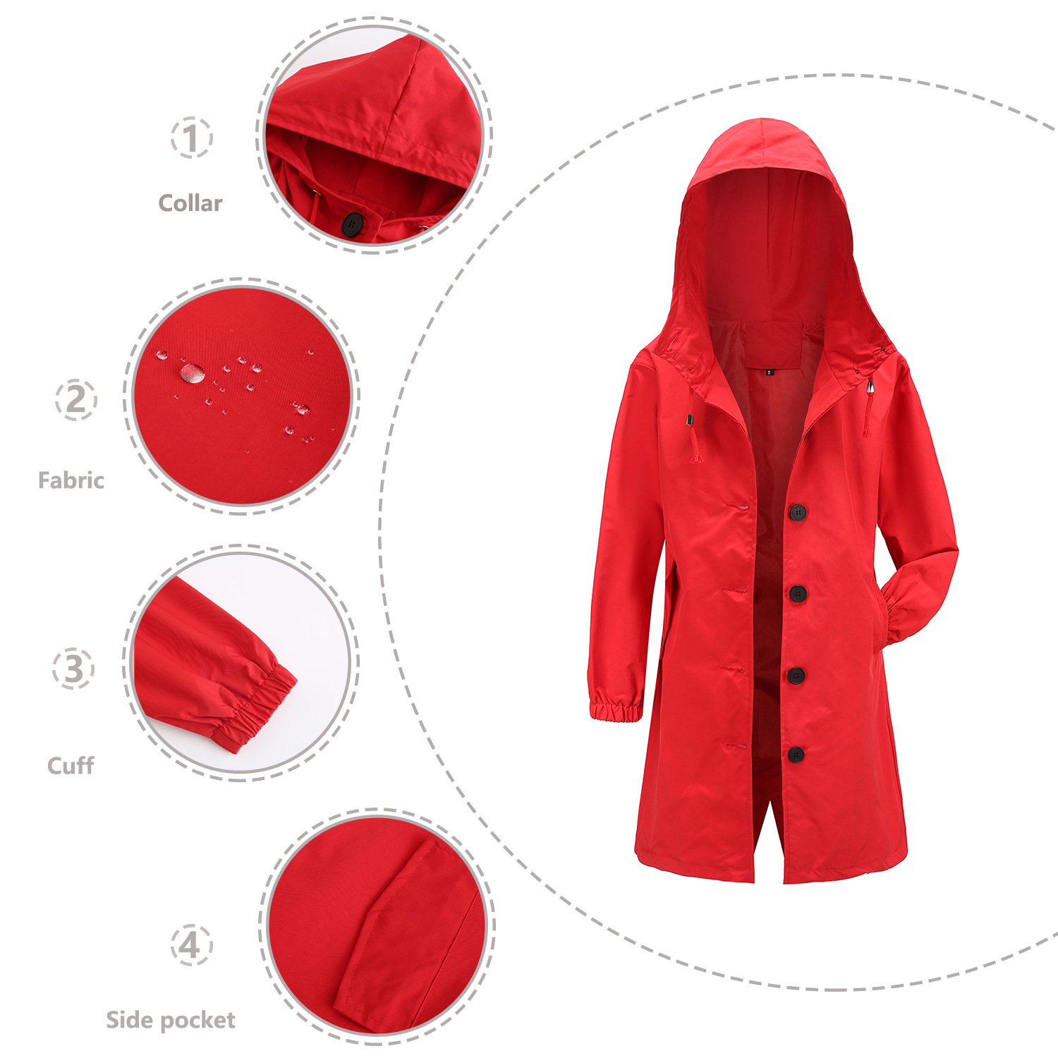 Hooded Women Windbreaker Long  - Trench Coat Formal 리뷰 및 가격